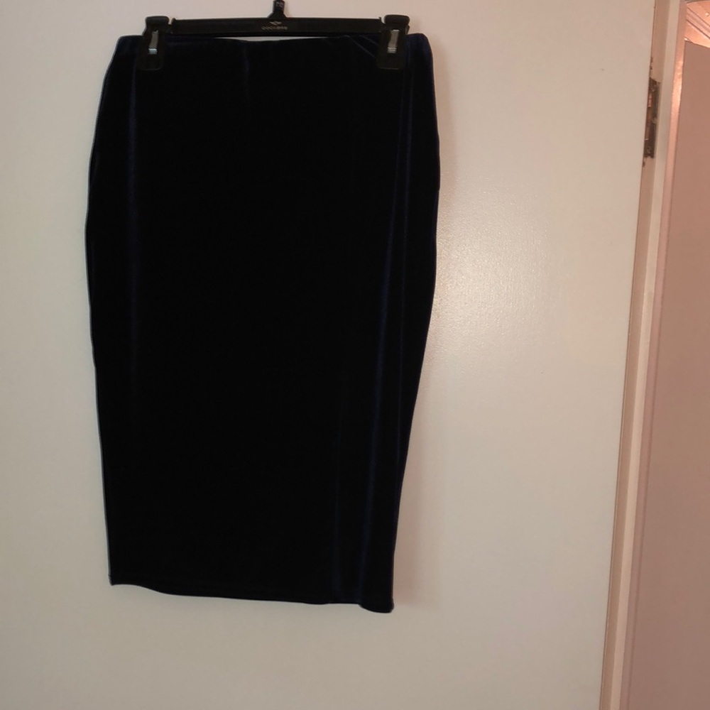 Blue velvet pencil skirt